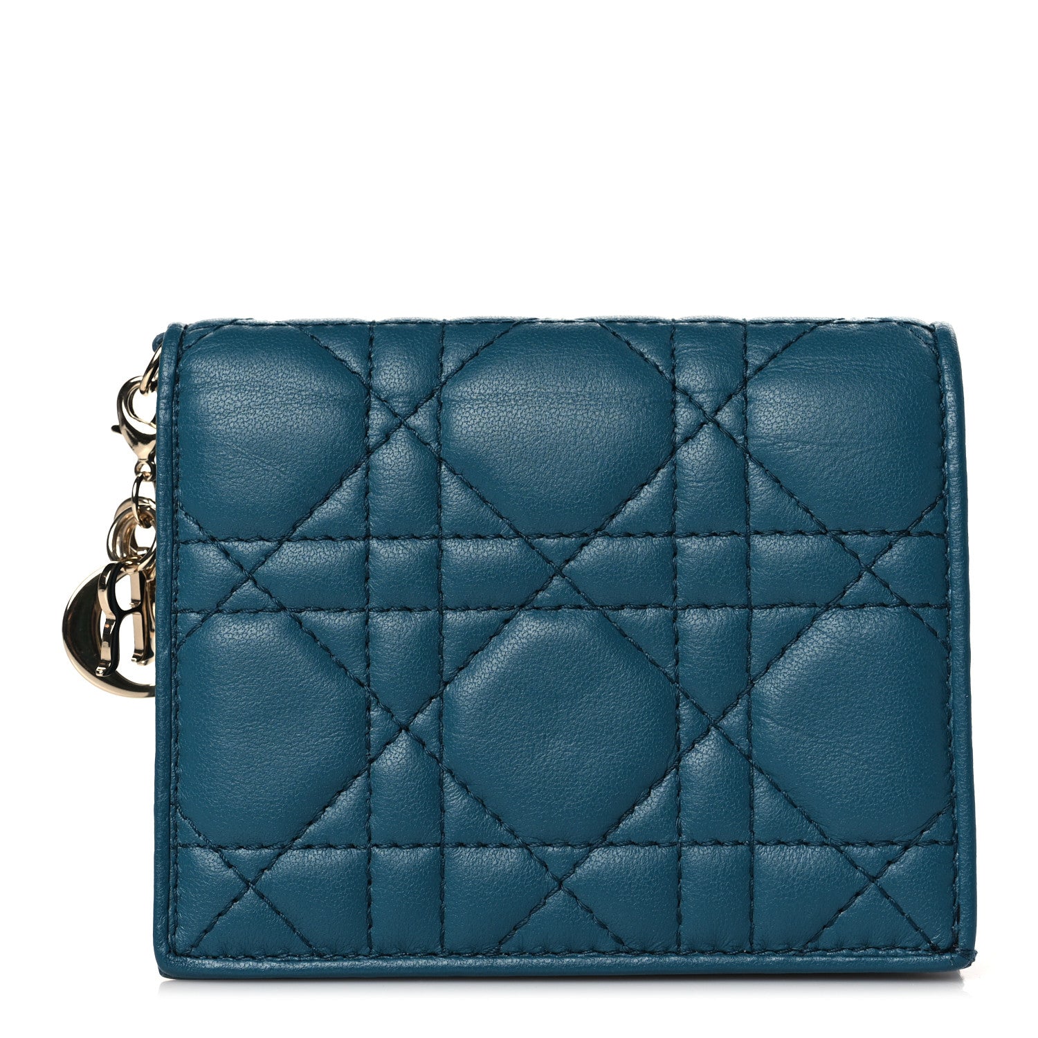 Christian Dior Lambskin Cannage Mini Lady Dior Wallet Deep Ocean 1 of 7