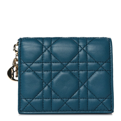 Christian Dior Lambskin Cannage Mini Lady Dior Wallet Deep Ocean 1 of 7