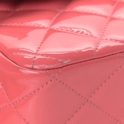 Chanel Patent Quilted Jumbo Double Flap Pink 10 of 14