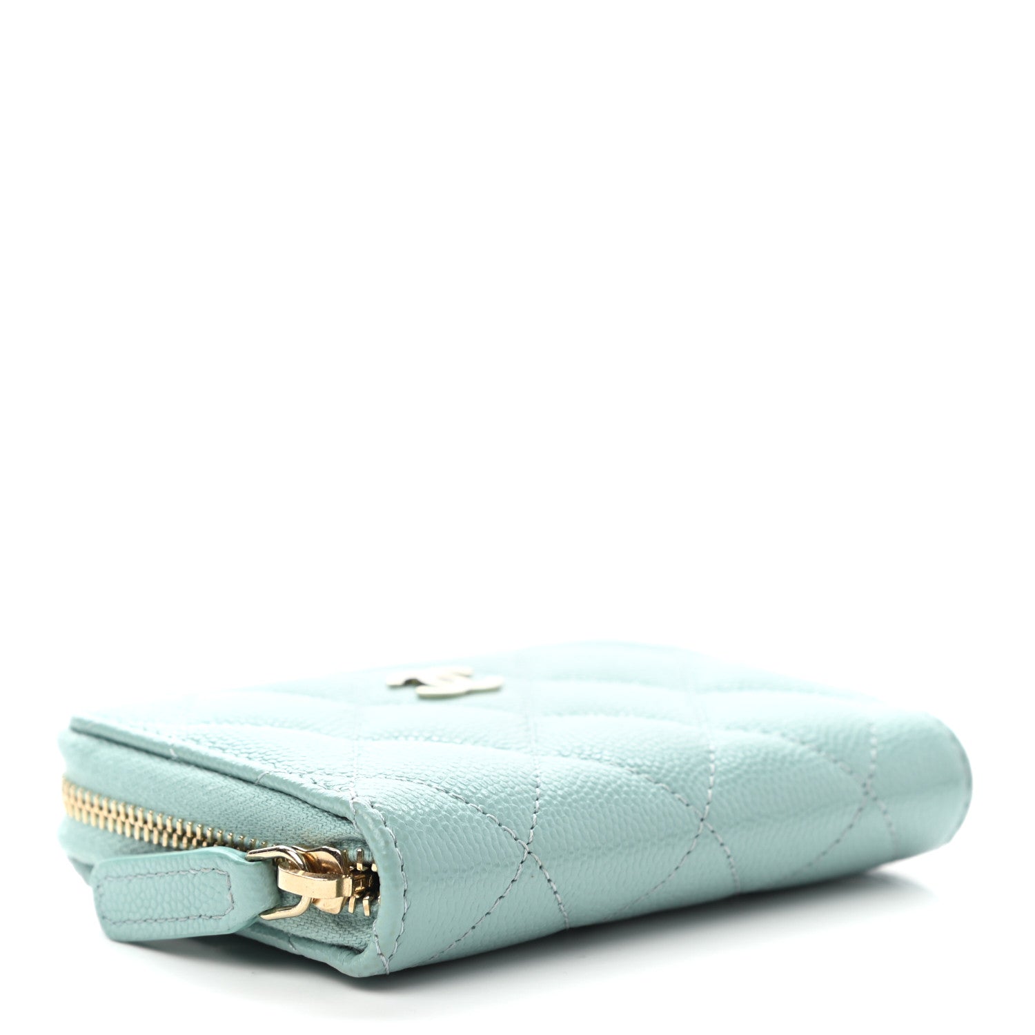 Chanel Caviar Quilted Zip Coin Purse Light Blue 4 of 8