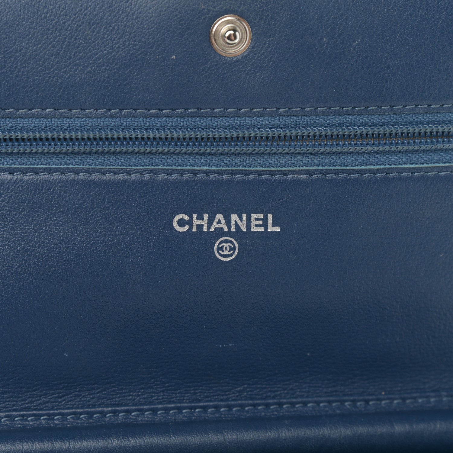 Chanel Patent Quilted Brilliant Wallet On Chain WOC Blue 5 of 12