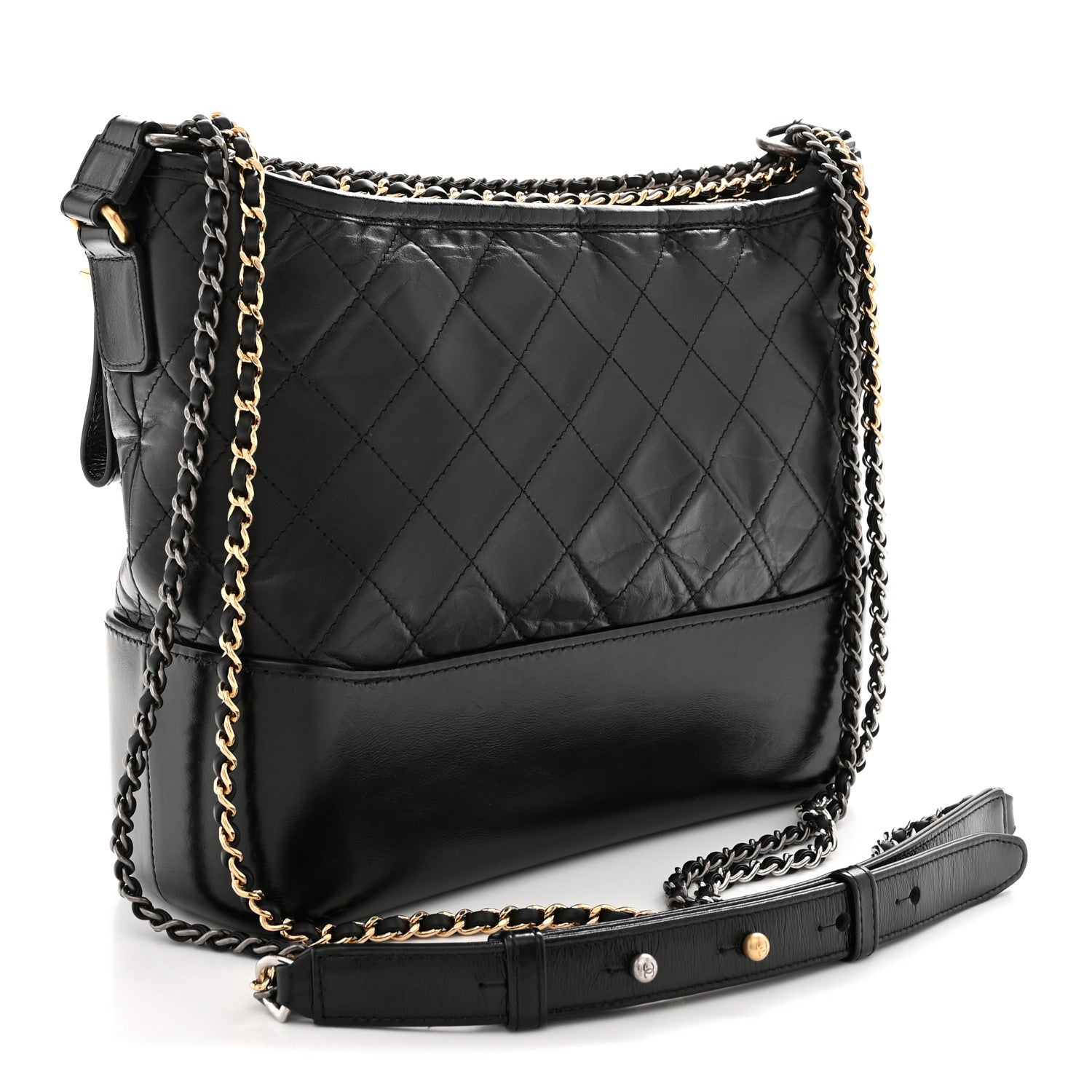 Chanel Aged Calfskin Quilted Medium Gabrielle Hobo Black 3 of 12