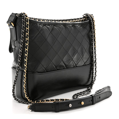 Chanel Aged Calfskin Quilted Medium Gabrielle Hobo Black 3 of 12