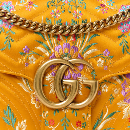 Gucci Jacquard Matelasse Floral Medium GG Marmont Shoulder Bag Yellow 10 of 12