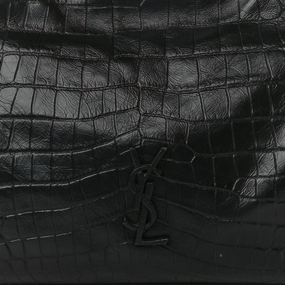 Saint Laurent Calfskin Crocodile Embossed Monogram Medium Niki Shopping Bag Black 8 of 12