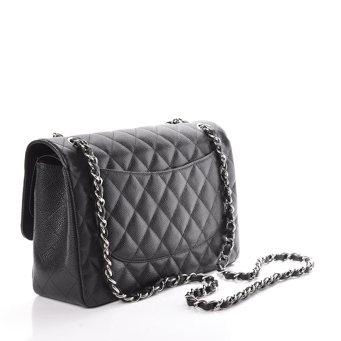 Caviar Quilted Jumbo Double Flap Black