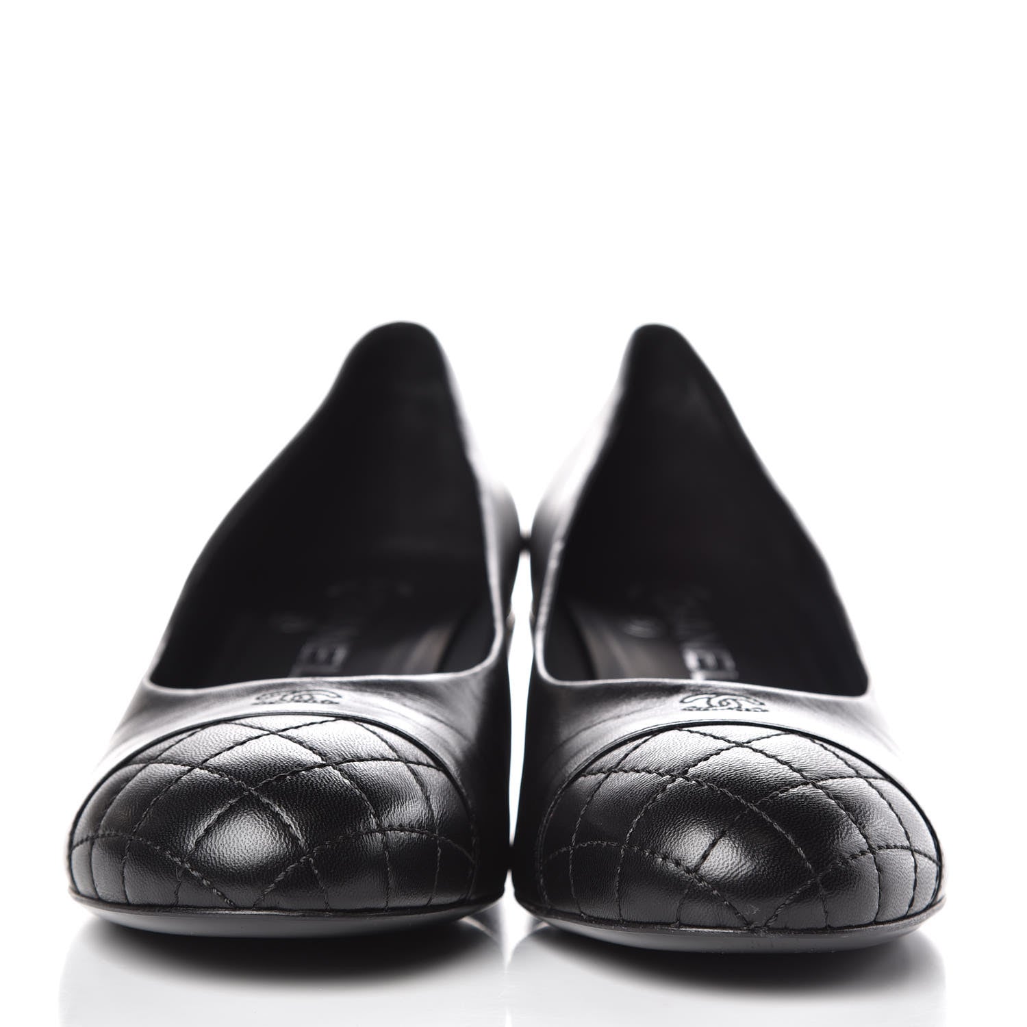 Chanel Lambskin Pearl Cap Toe Pumps 38.5 Black 2 of 10