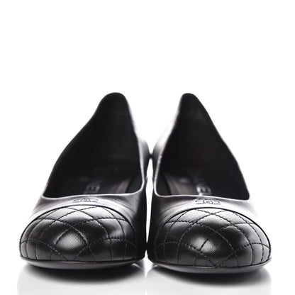 Chanel Lambskin Pearl Cap Toe Pumps 38.5 Black 2 of 10