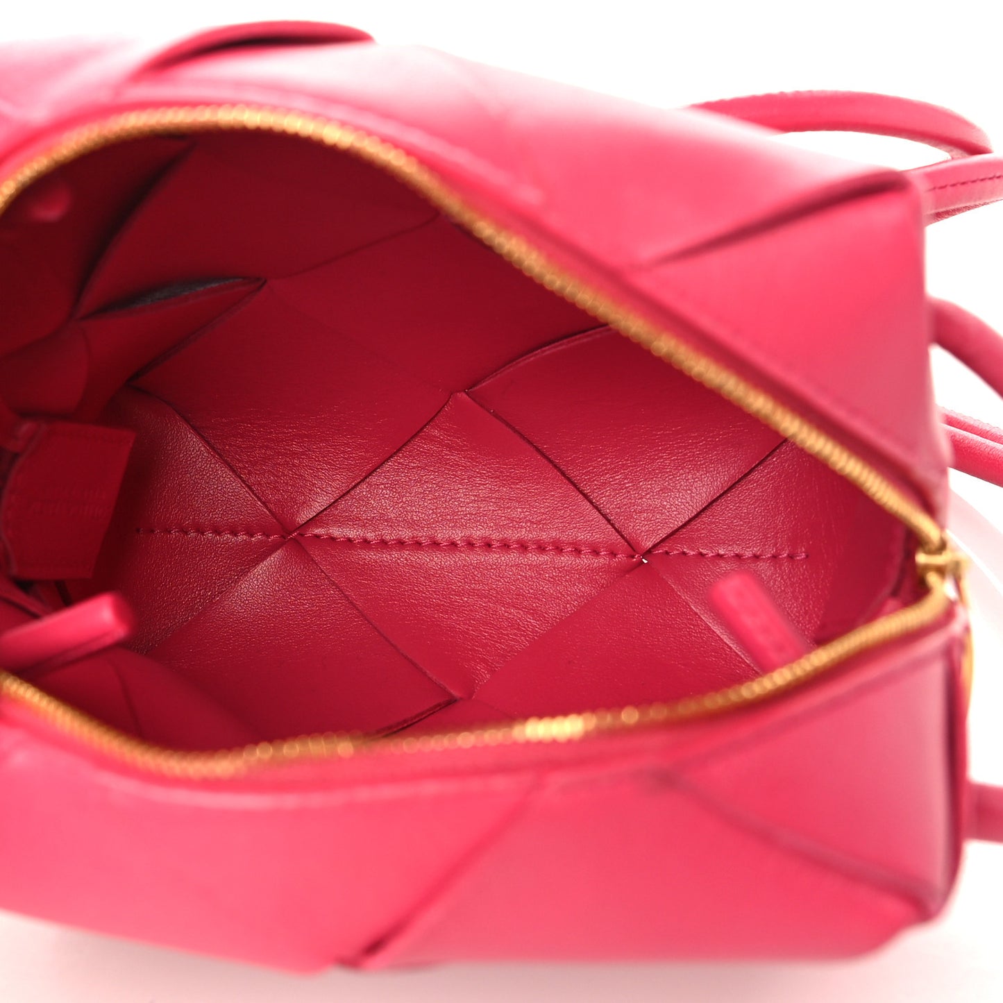 Lambskin Maxi Intrecciato Mini Cassette Camera Bag Cranberry