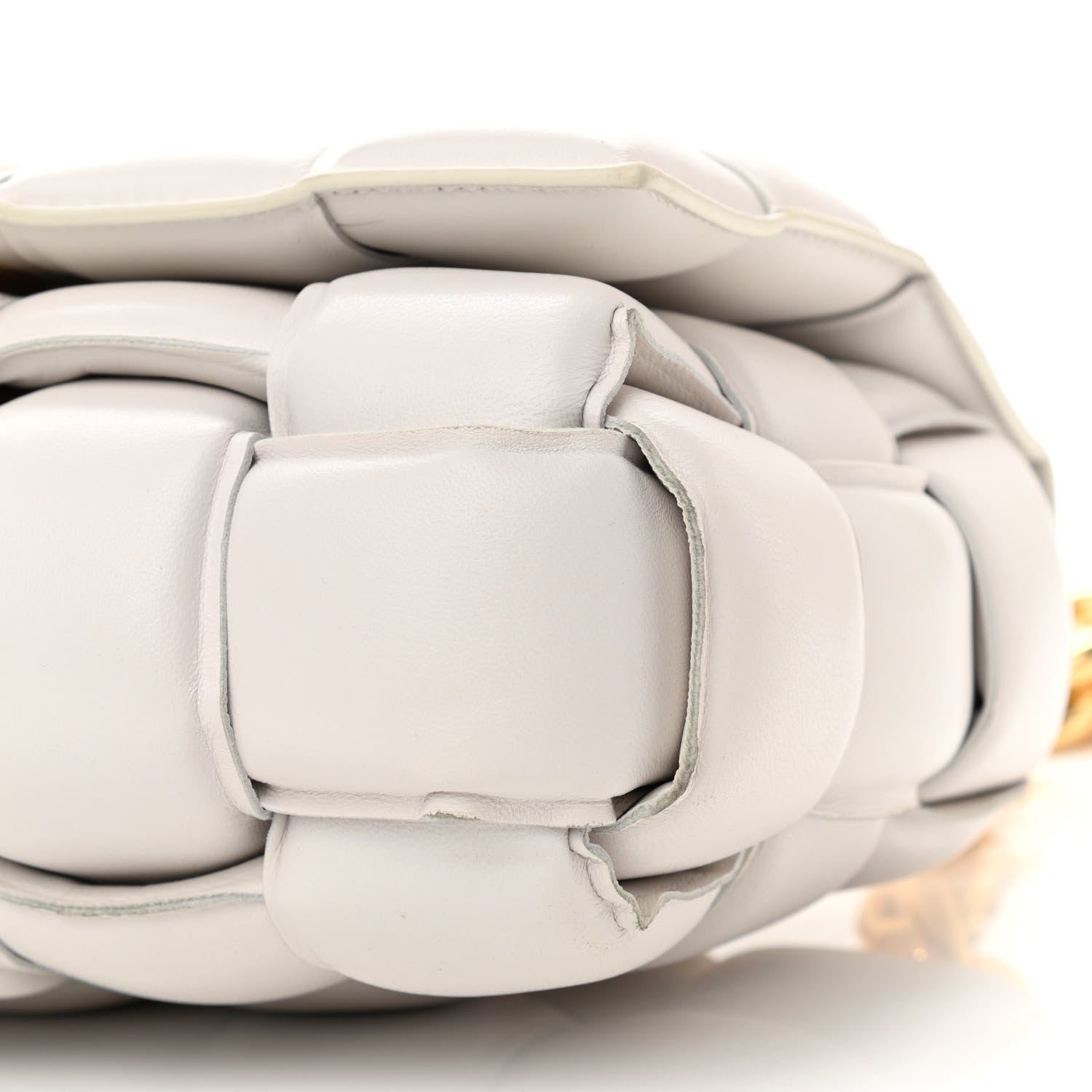 Bottega Veneta Lambskin Maxi Intreccio Padded Chain Cassette Crossbody Bag Chalk 9 of 12
