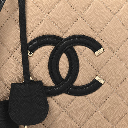 Chanel Caviar Quilted Medium CC Filigree Vanity Case Beige Black 8 of 10