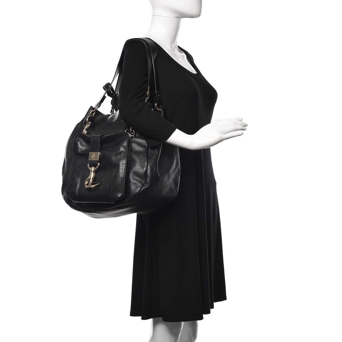 Calfskin Lois Shoulder Bag Black