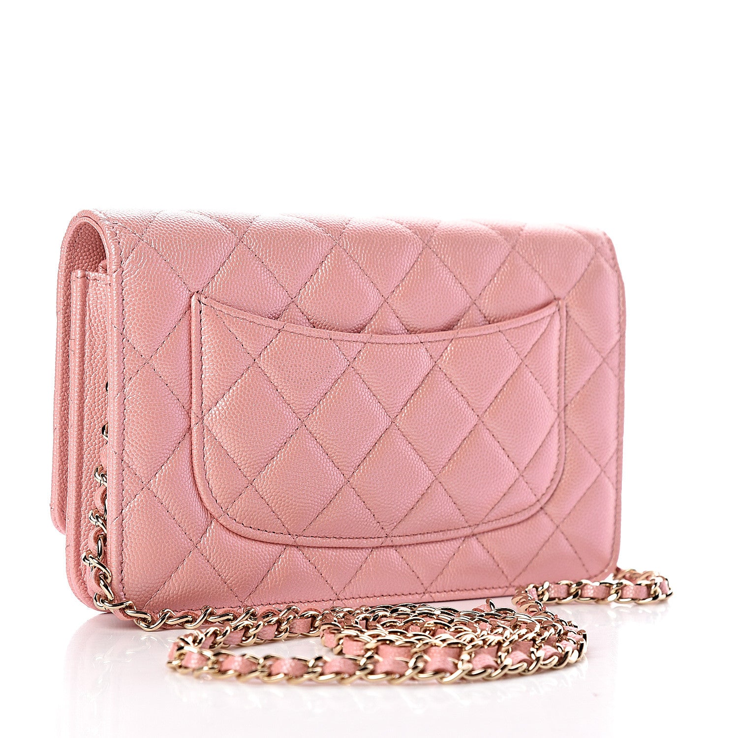 Chanel Iridescent Caviar Quilted Wallet on Chain WOC Rose Pink 3 of 11