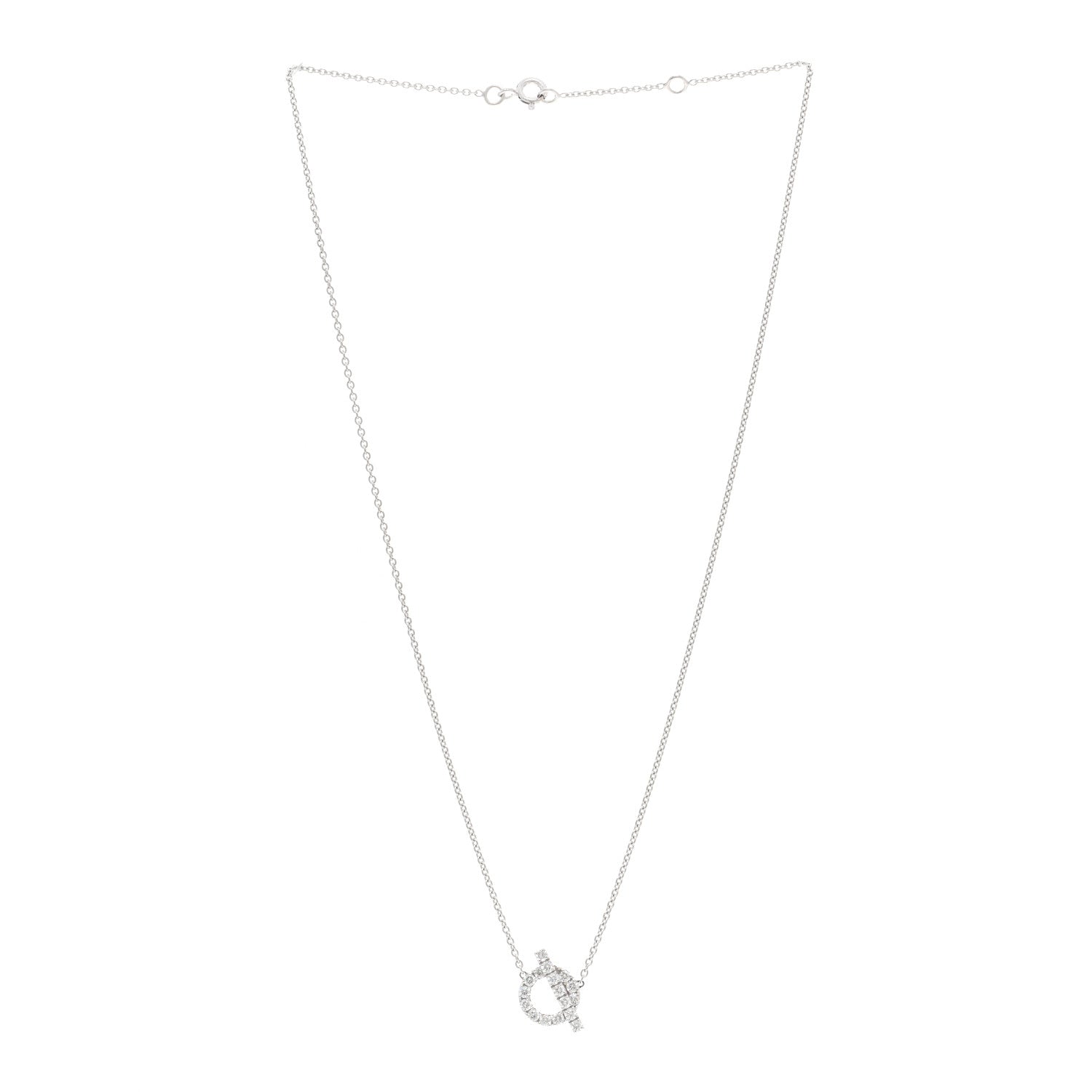 Hermes 18K White Gold Diamond Finesse Pendant Necklace 3 of 5