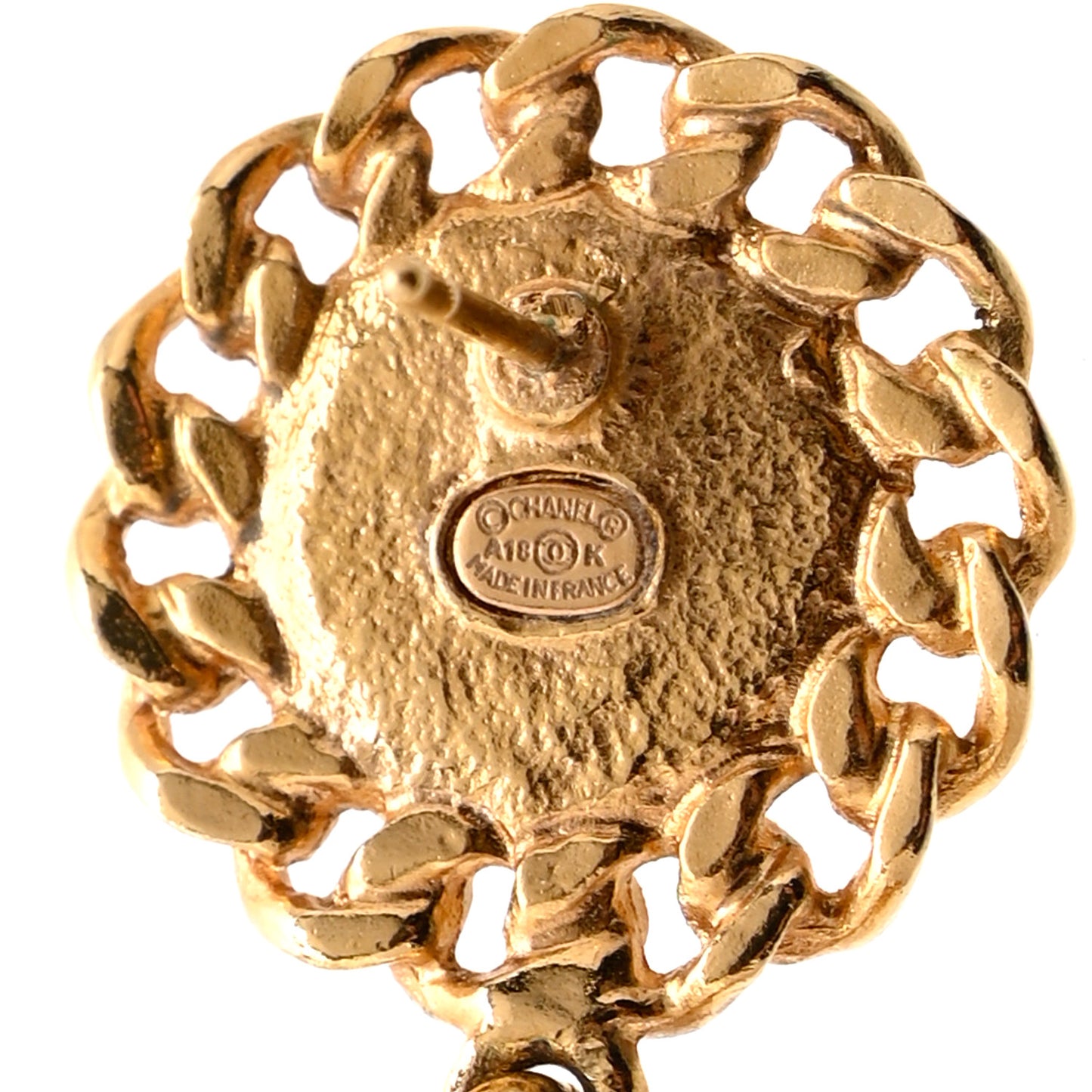 Pearl Gripoix CC Chain Drop Earrings Gold