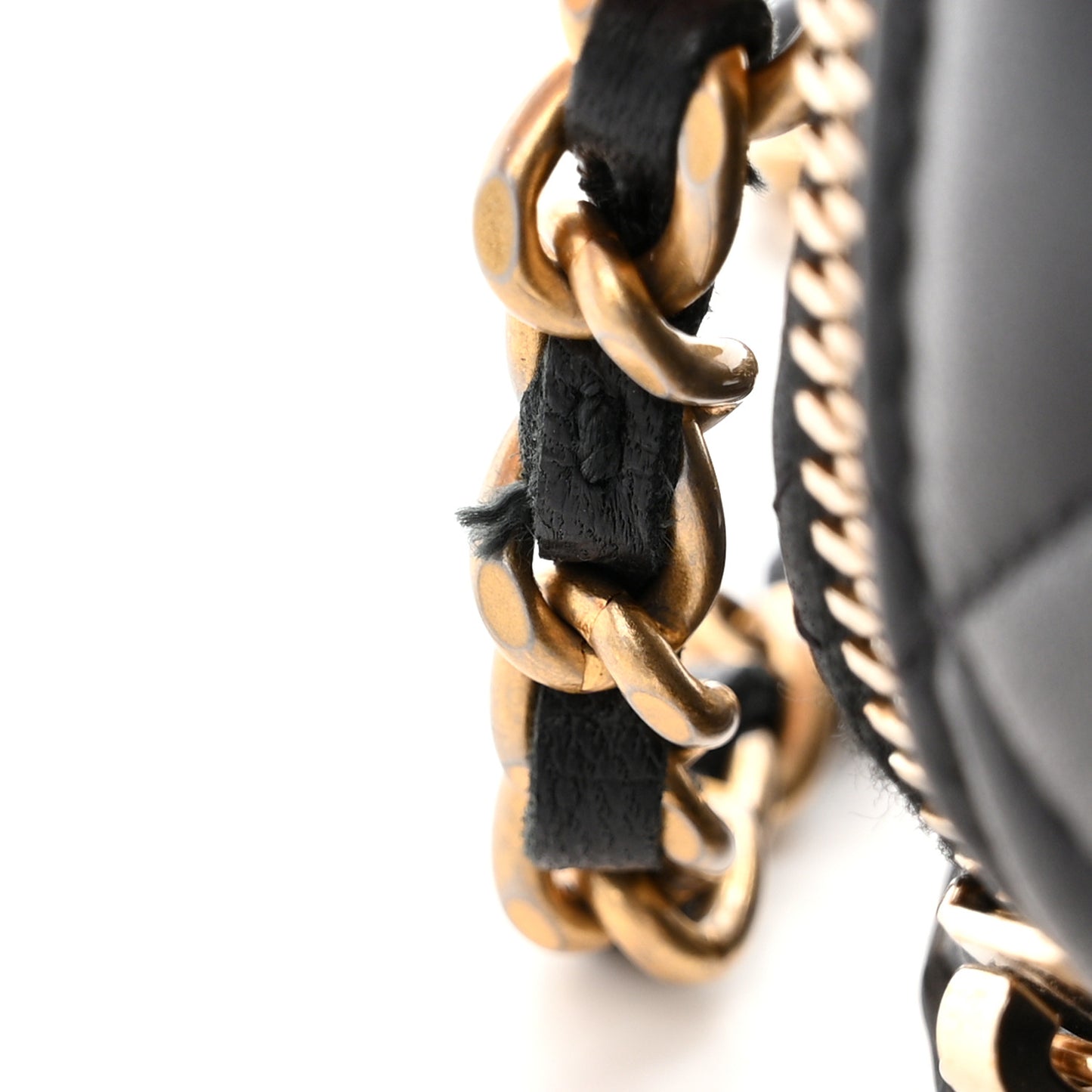 Lambskin Quilted Metal Mini Top Handle Vanity Case With Chain Black