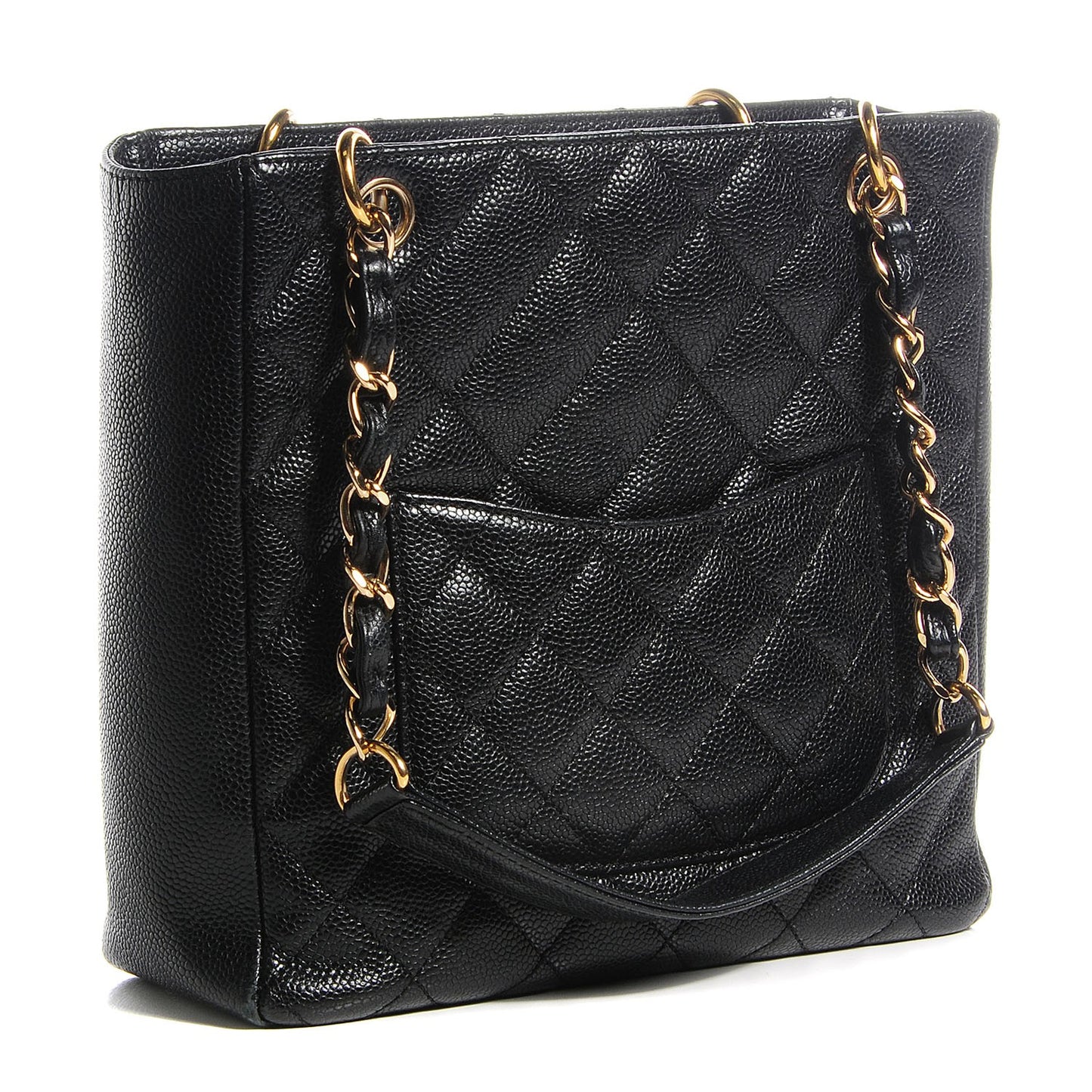 Caviar Quilted Petit Shopping Tote PST Black