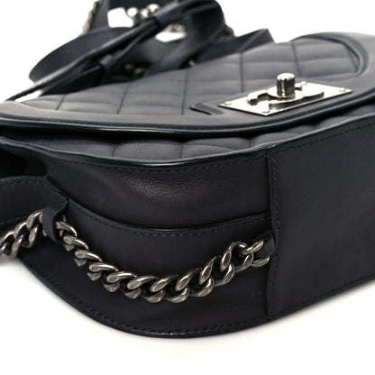 Chanel Shiny Goatskin Quilted Small Double Chained Messenger Flap Black 9 of 10