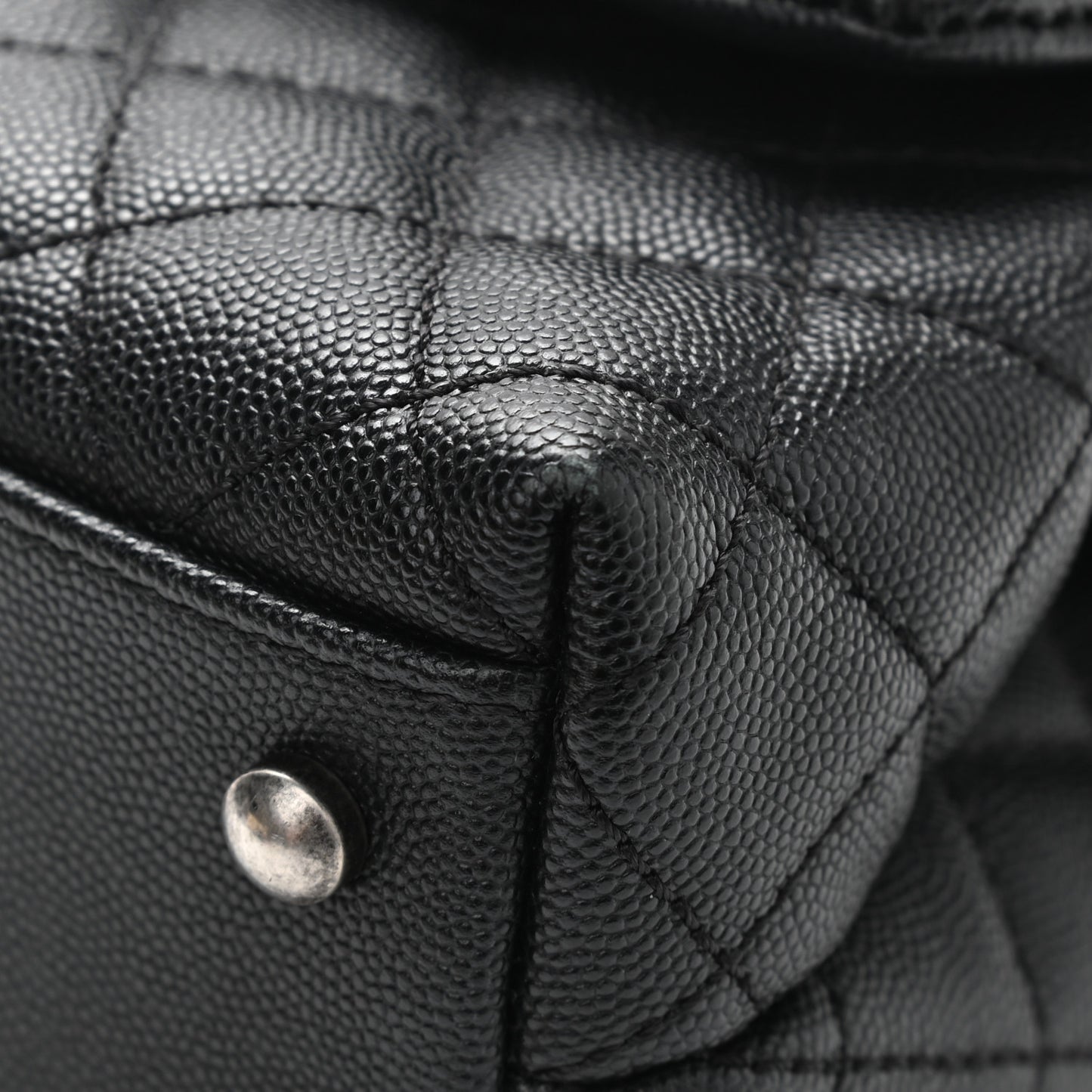 Caviar Lizard Embossed Quilted Mini Coco Handle Flap Black