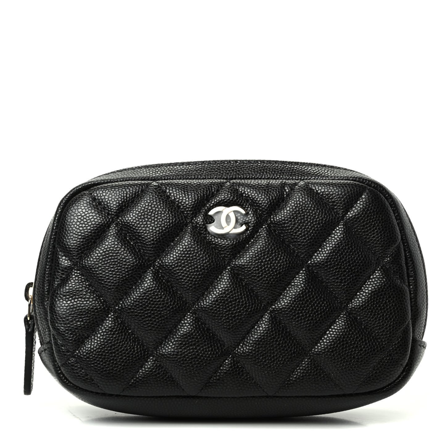 Caviar Quilted Small Curvy Pouch Cosmetic Case Black