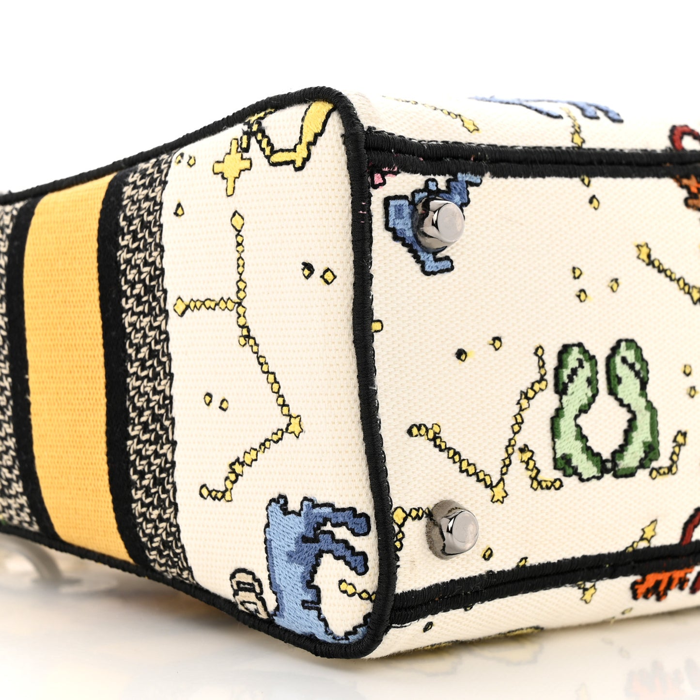 Canvas Pixel Zodiac Embroidered Medium Lady D-Lite Ecru Multicolor