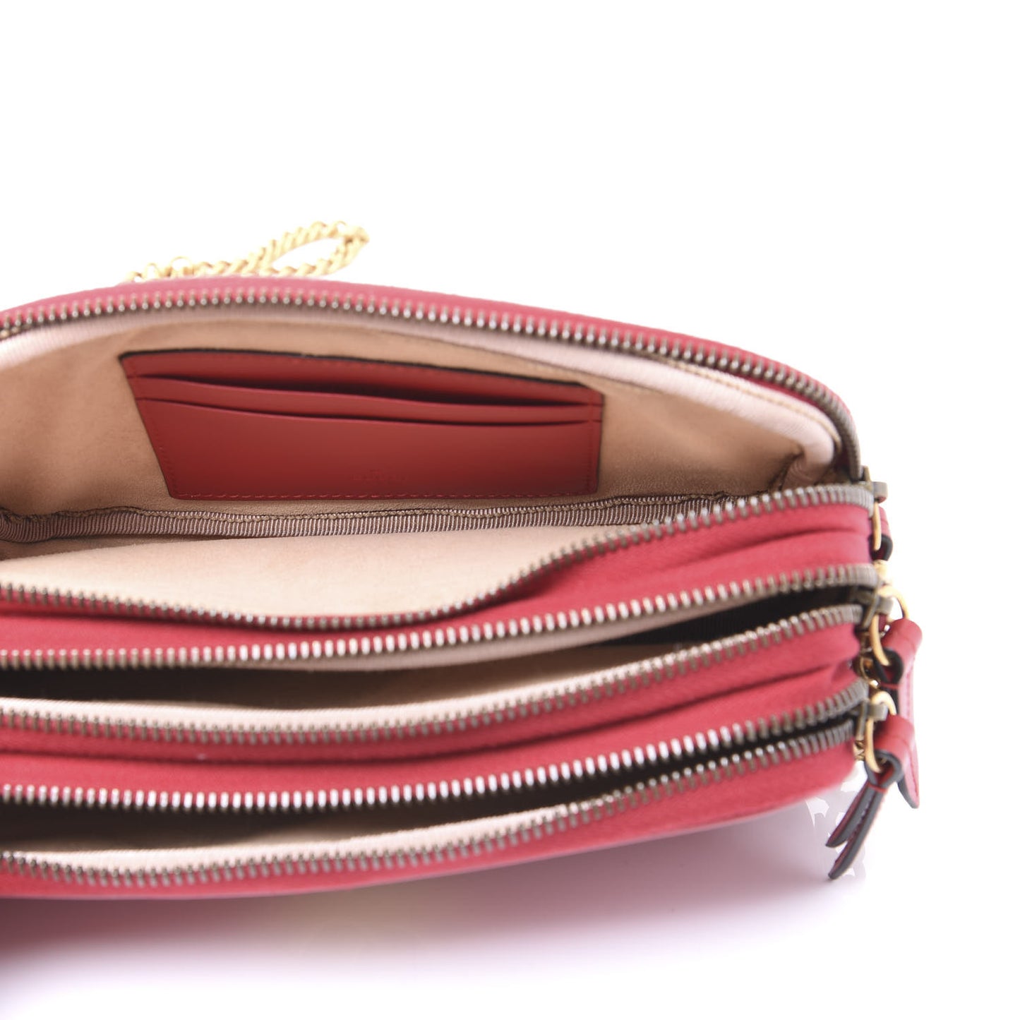 Calfskin Matelasse Mini GG Marmont Chain Crossbody Bag Hibiscus Red