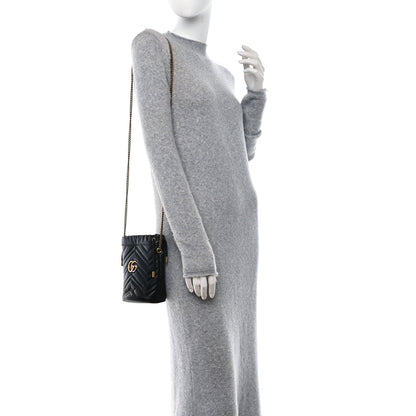 Gucci Calfskin Matelasse Mini GG Marmont 2.0 Bucket Bag Black 2 of 11