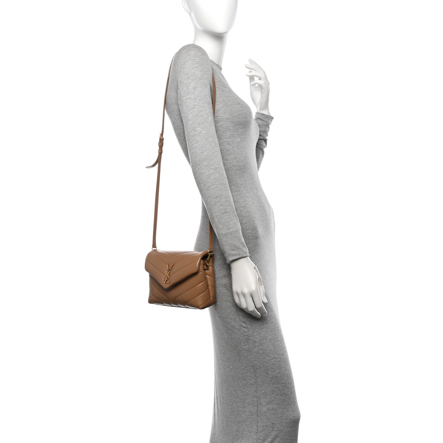Calfskin Y Quilted Monogram Toy Loulou Crossbody Bag Latte