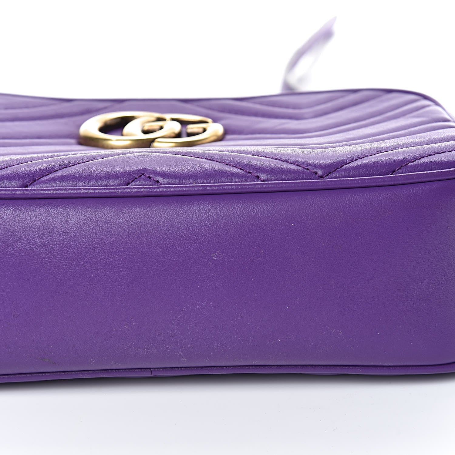 Gucci Calfskin Matelasse Small GG Marmont Chain Shoulder Bag Shine Purple 10 of 14