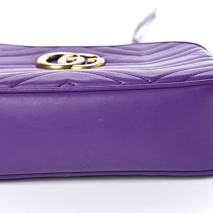 Gucci Calfskin Matelasse Small GG Marmont Chain Shoulder Bag Shine Purple 10 of 14