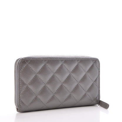 Chanel Metallic Caviar Quilted Medium Zip Around Wallet Silver 3 of 9