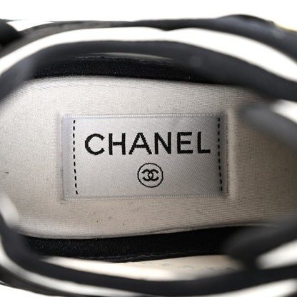 Chanel Mixed Fibers Suede Calfskin CC Sneakers 38 Black White 7 of 10