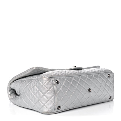 Chanel Metallic Calfskin Quilted XXL Travel Flap Bag Silver 4 of 14