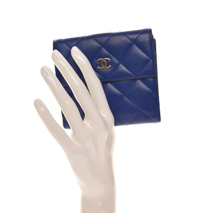 Chanel Lambskin Quilted Compact French Flap Wallet Blue 2 of 11