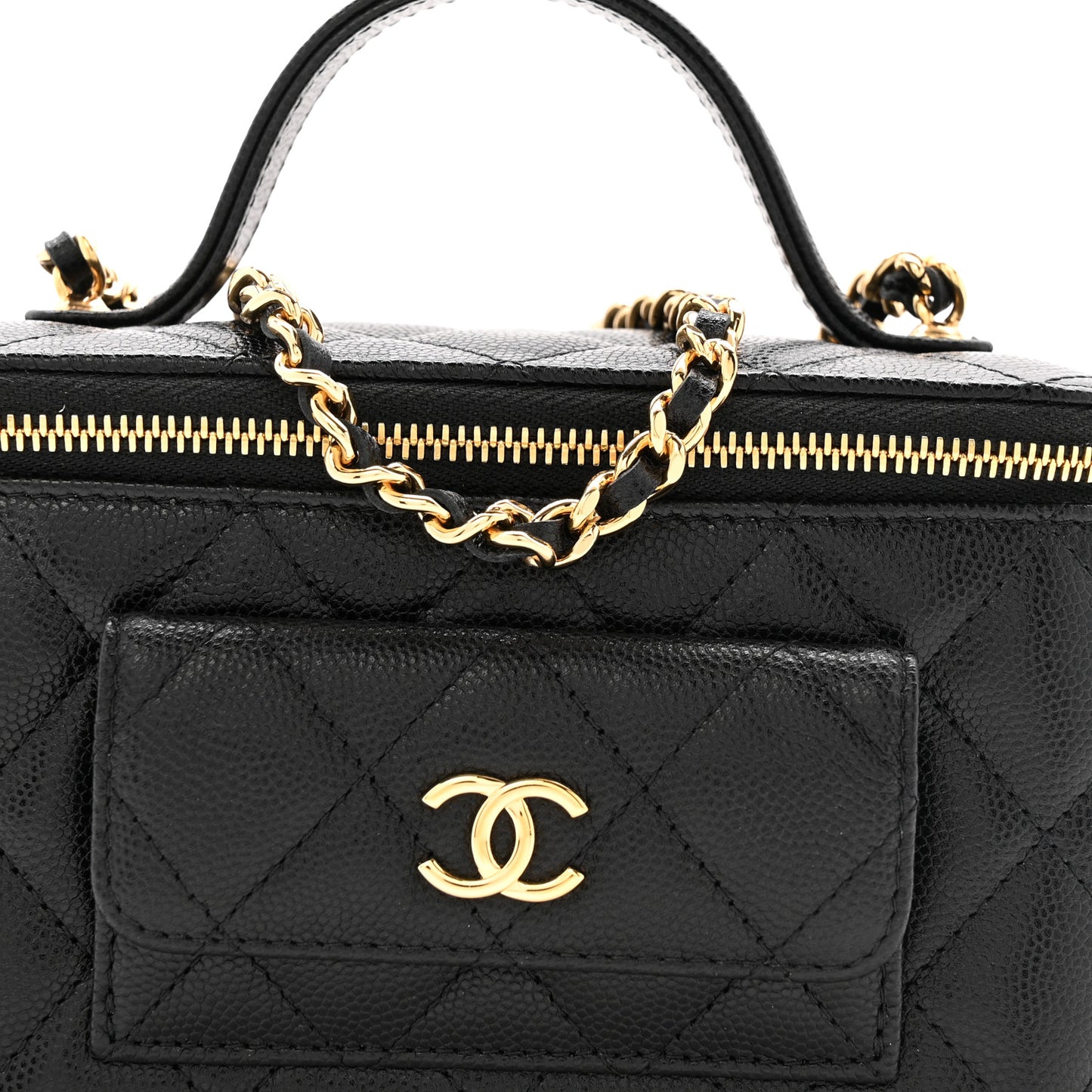 Caviar Quilted Polly Pocket East West Top Vanity With Chain Black