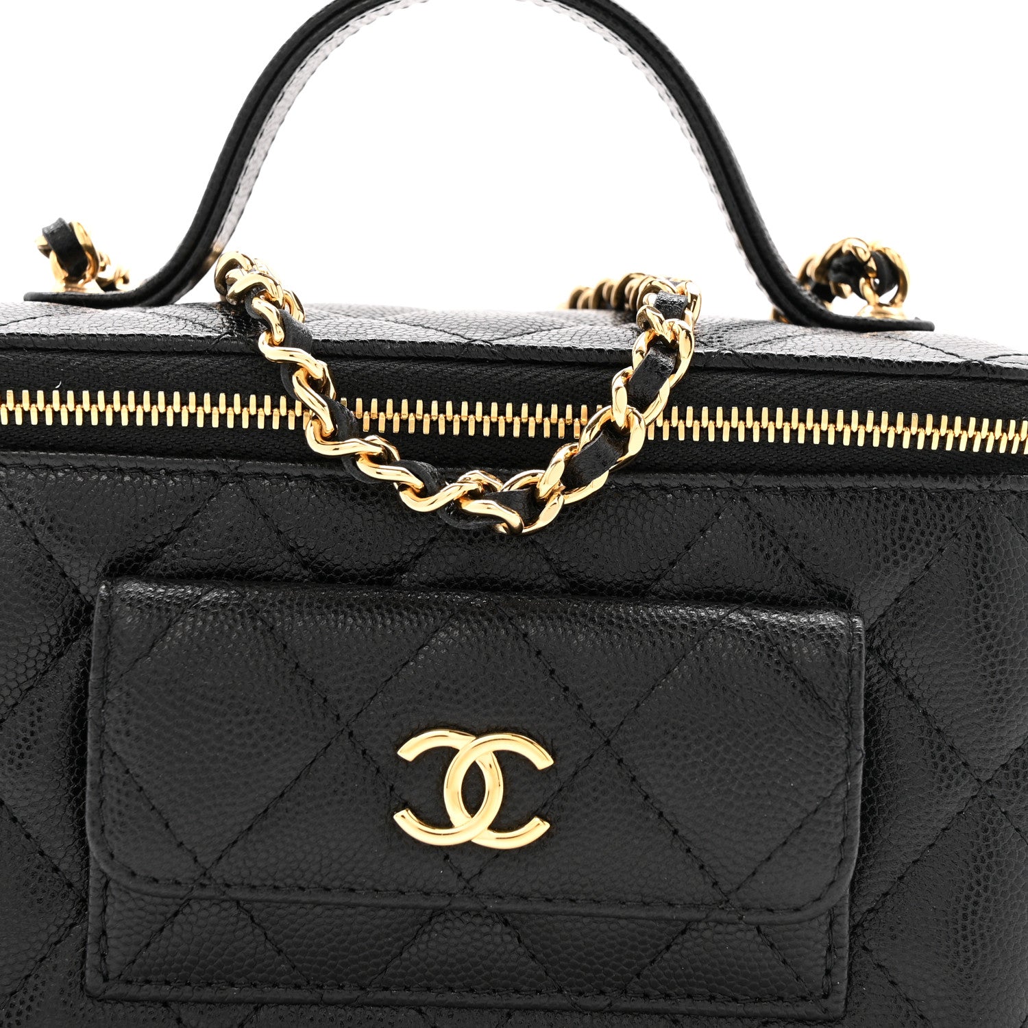 Chanel Caviar Quilted Polly Pocket East West Top Vanity With Chain Black 8 of 13