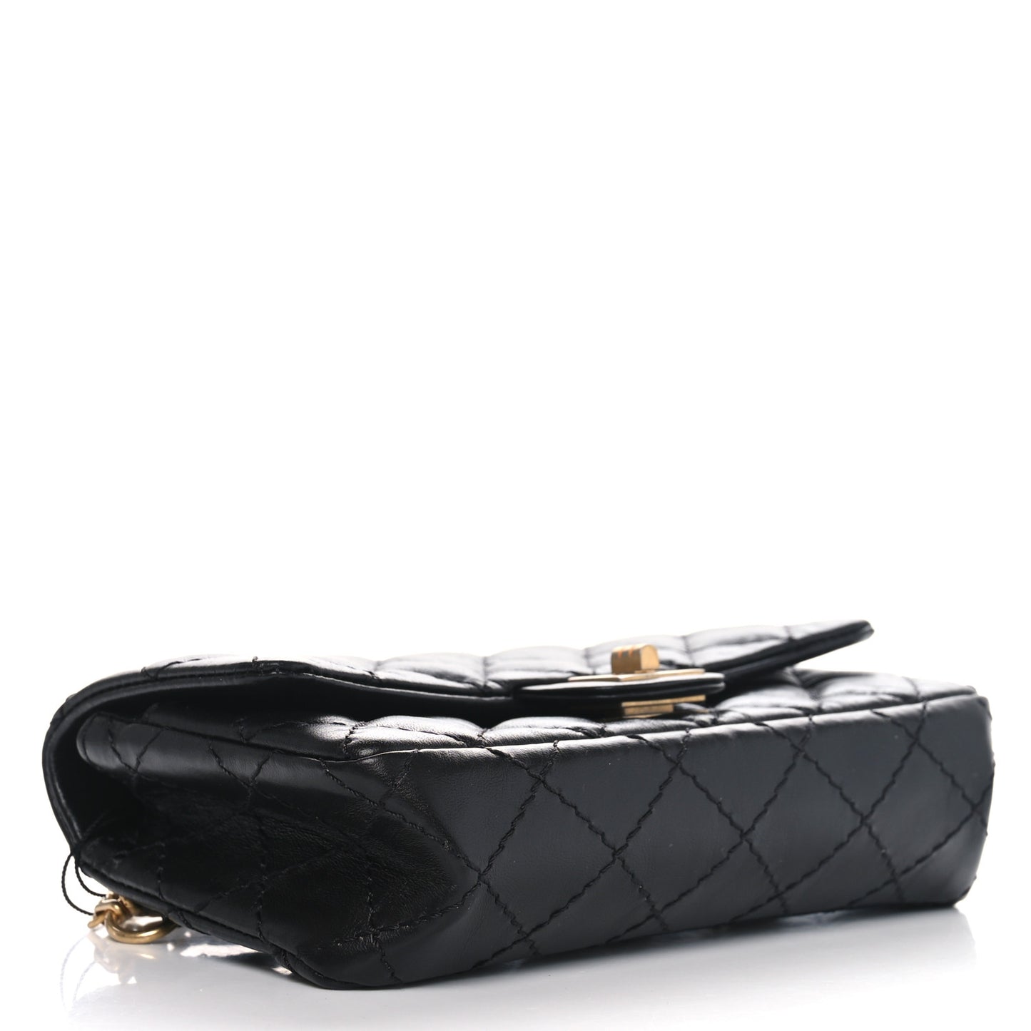 Aged Calfskin Quilted 2.55 Reissue Flap Belt Bag Clutch Black