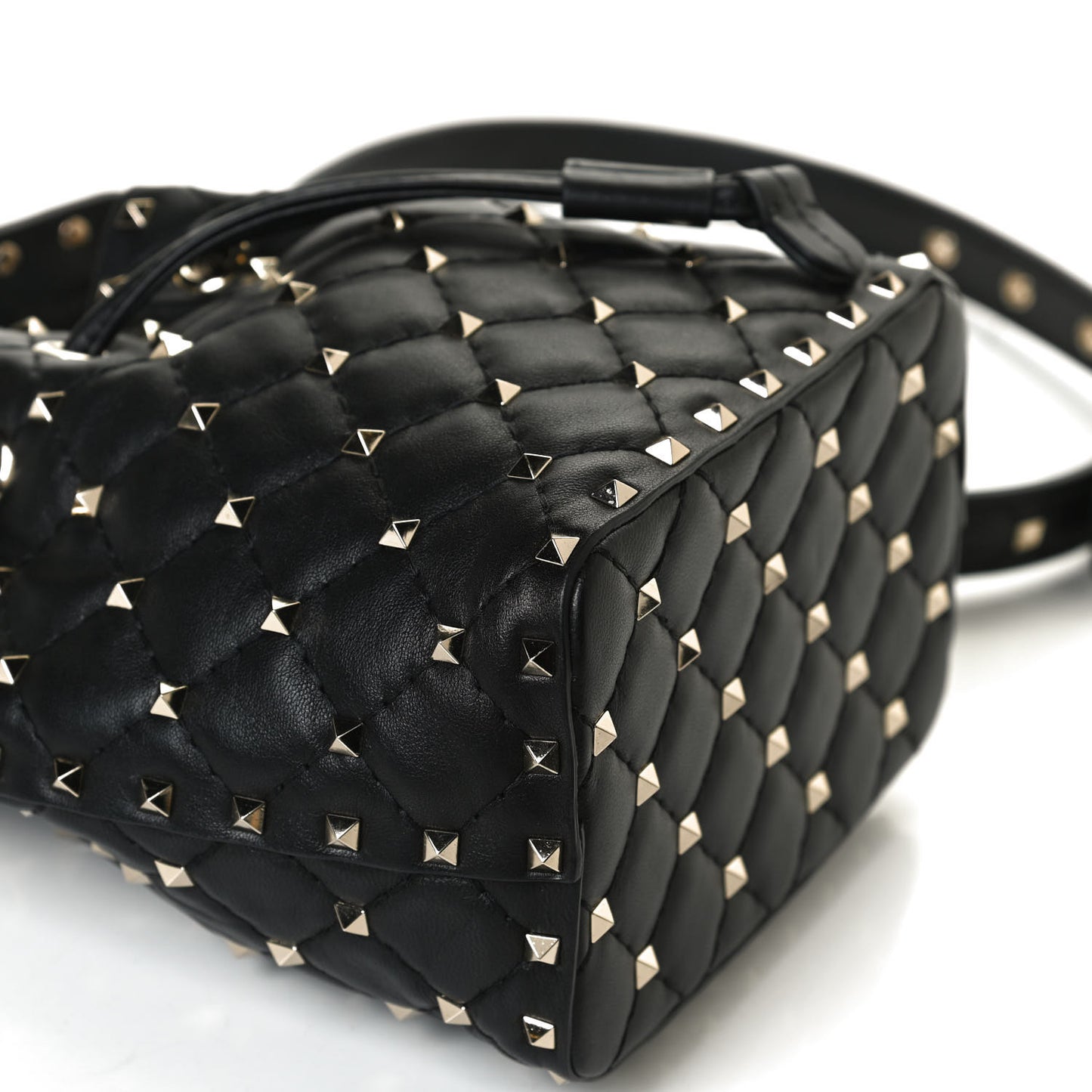 Nappa Mini Rockstud Spike Bucket Bag Black