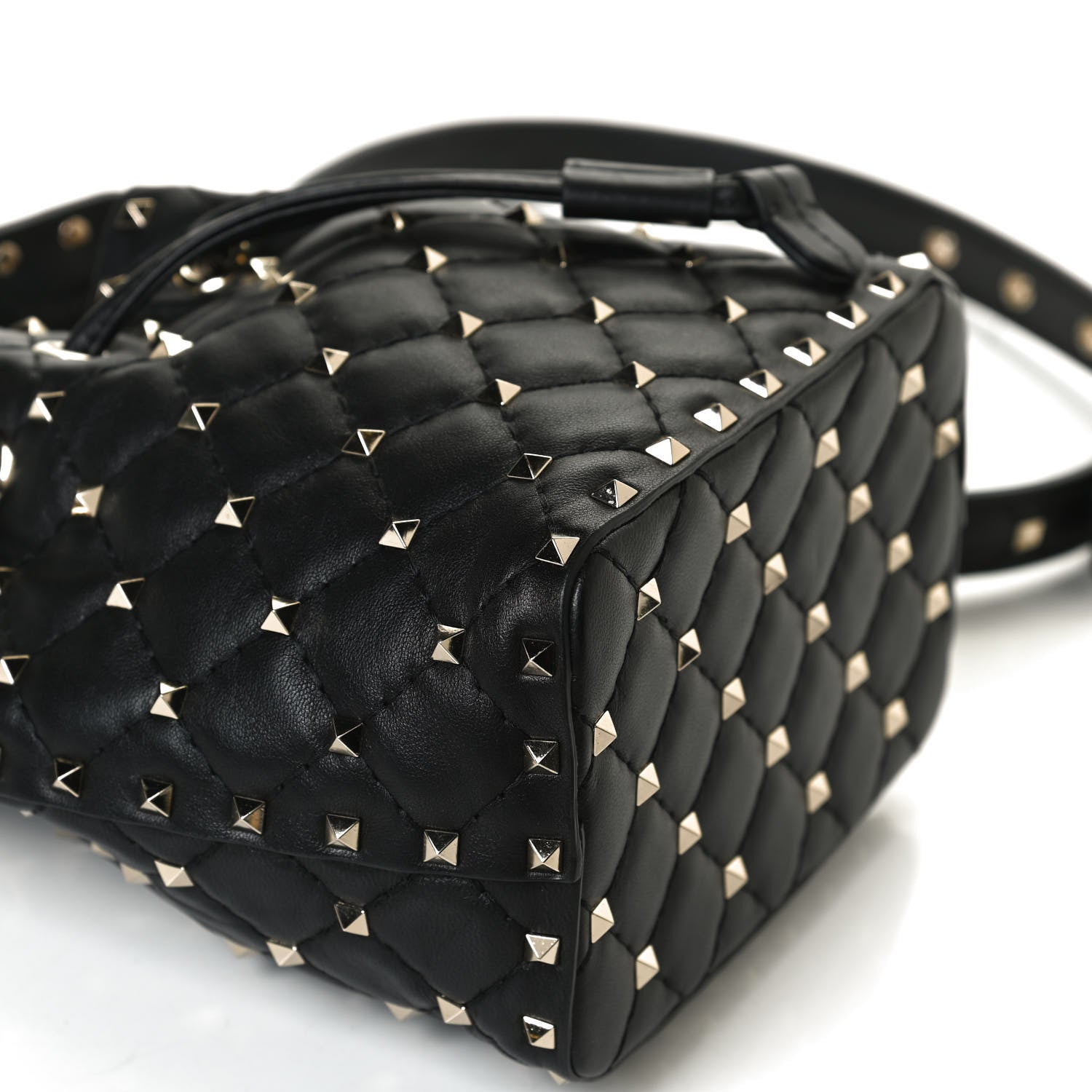Valentino Garavani Nappa Mini Rockstud Spike Bucket Bag Black 11 of 12