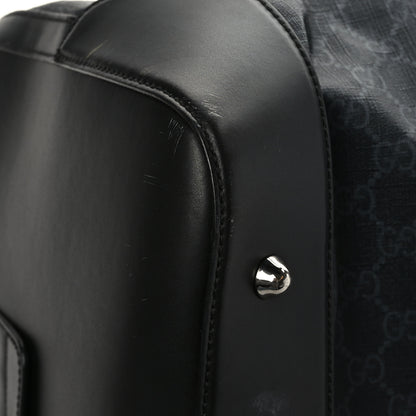 Gucci Soft GG Supreme Monogram Appia Calfskin Web Large Carry On Duffle Bag Black Grey 8 of 11