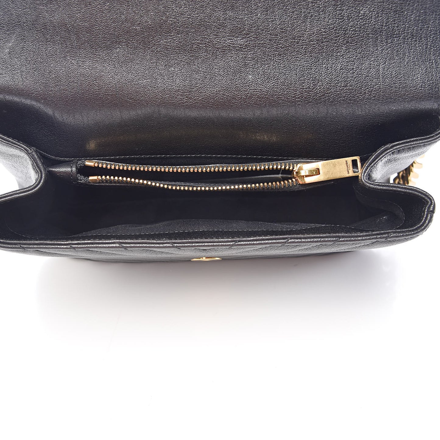 Sheepskin Matelasse Chevron Monogram Medium College Bag Black