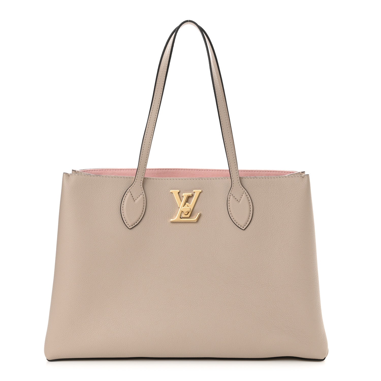 Louis Vuitton Grained Calfskin Lockme Shopper Greige 1 of 8