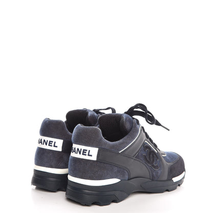 Chanel Denim Suede Calfskin CC Sneakers Navy 4 of 8