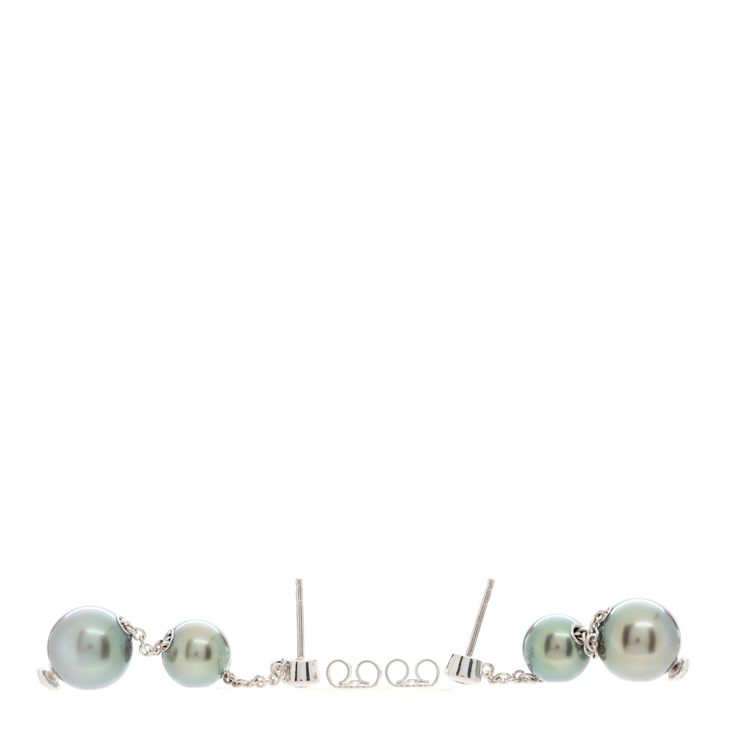 Mikimoto 18K White Gold Diamond Black South Sea Pearl 8-10mm Pearls in Motion Earrings 3 of 4