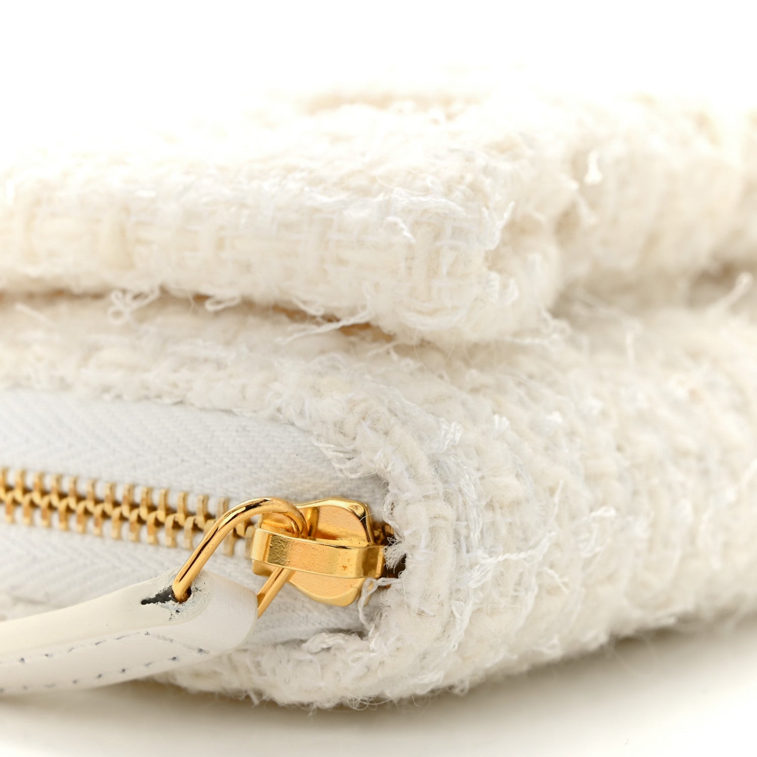 Chanel Tweed Quilted Bow Flap Card Holder On Chain White 10 of 13