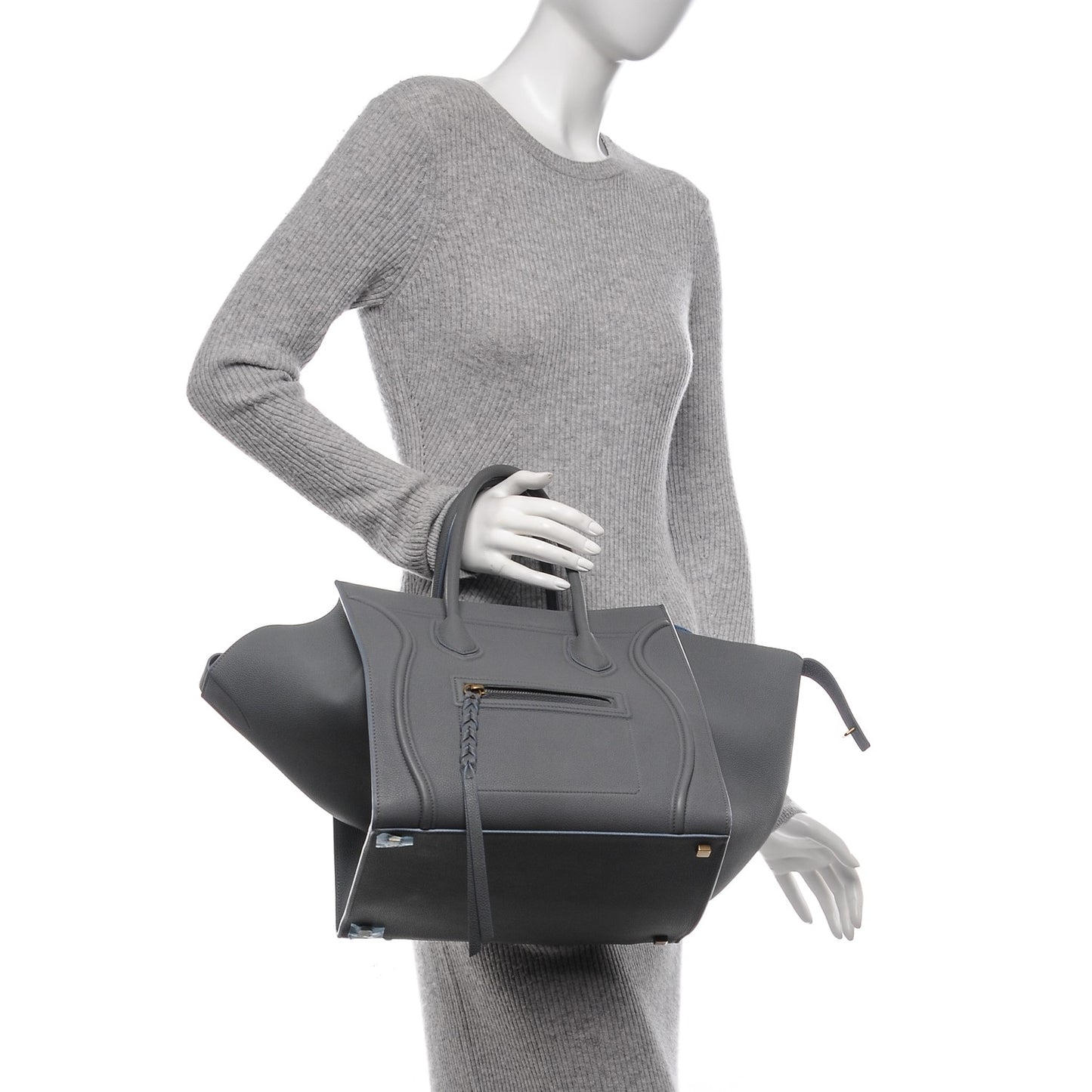 Baby Grained Calfskin Medium Phantom Luggage Kohl