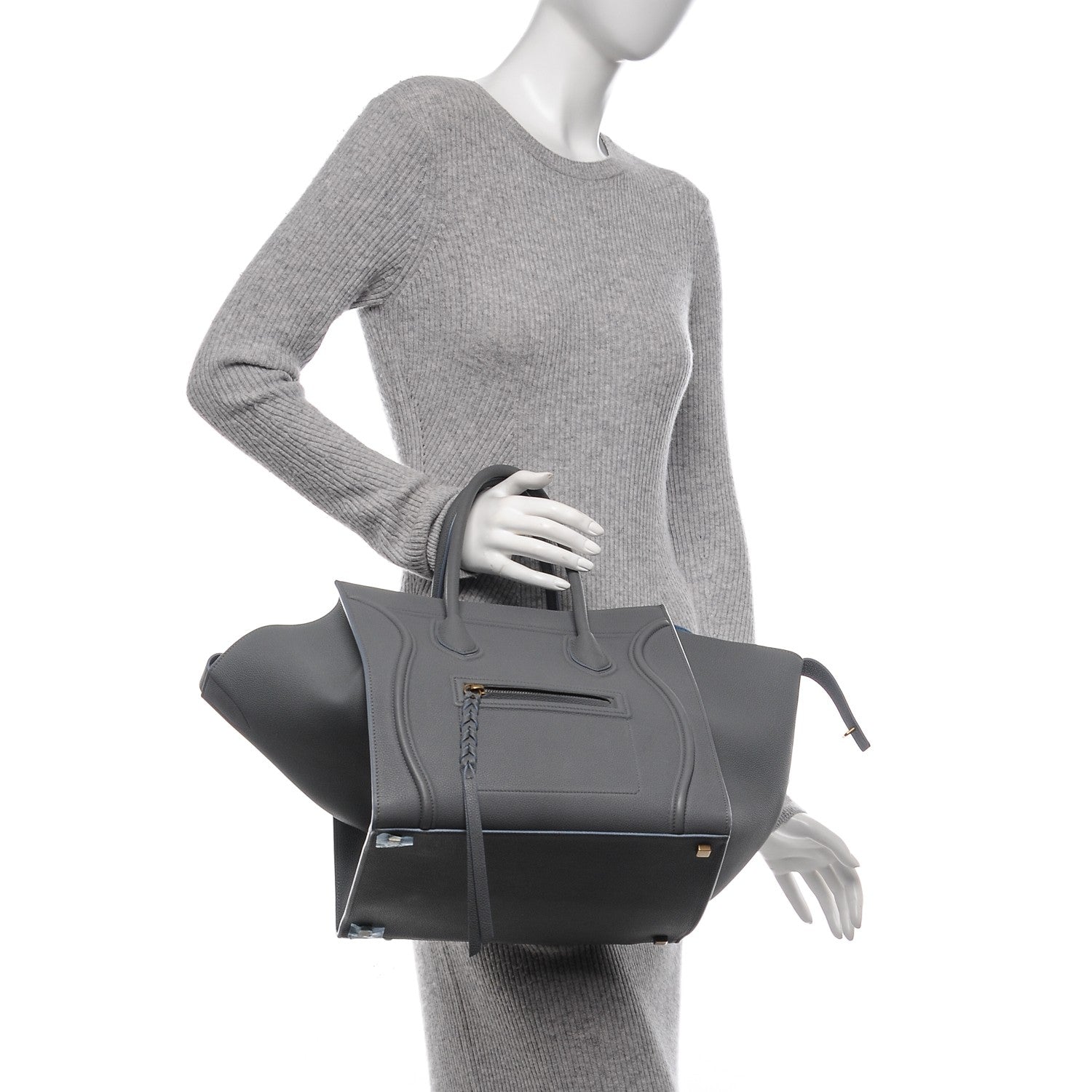 Celine Baby Grained Calfskin Medium Phantom Luggage Kohl 2 of 7