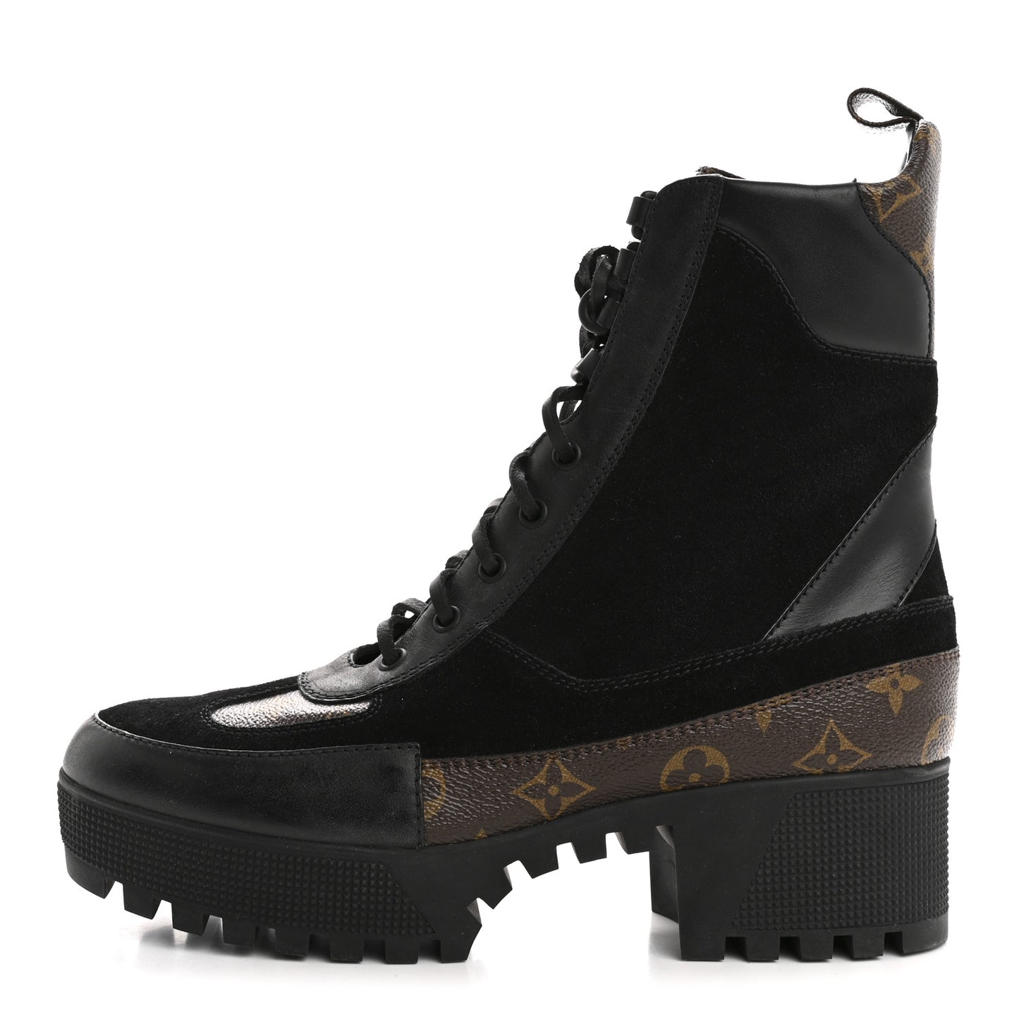 Suede Calfskin Monogram Laureate Platform Desert Boots 41 Black