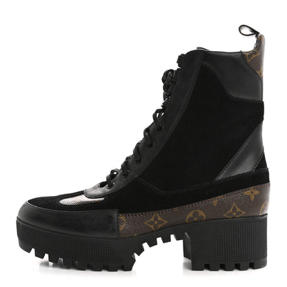 Louis Vuitton Suede Calfskin Monogram Laureate Platform Desert Boots 41 Black 1 of 10