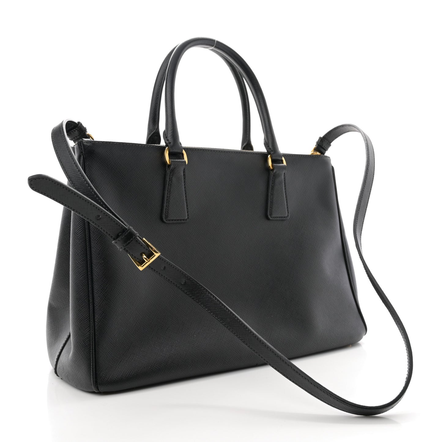Saffiano Lux Medium Galleria Double Zip Tote Black